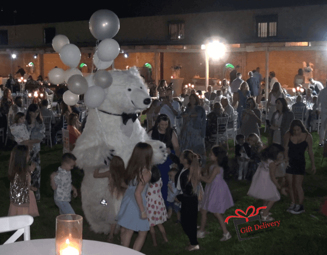 White Bear for Children's Kids Parties in Athens. Order a greeting from a polar bear in Athens. Polar bear for birthday. polar bear in Athens. Order a Polar Bear for children's kids parties. Animator White Polar Bear for a Children's kids Party in Athens. Mascotte White Polar Bear at a kids children's party. Gift Delivery.